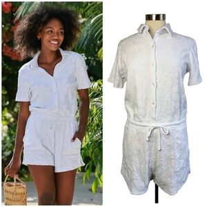 KENNY FLOWERS NWT The Santorini Terry Jacquard Romper size M